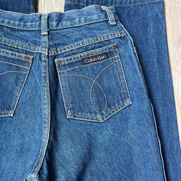 Vintage Calvin Klein Jeans Women's 6 / 25 x 31 Wide Leg High Rise Blue 80s USA - Picture 5 of 12